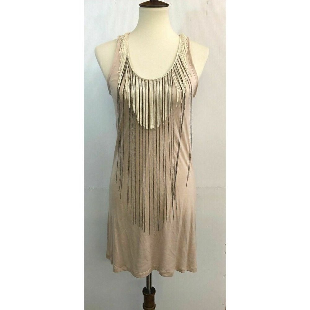 Wilster Women's New Fringe Light Brown Tank Dress